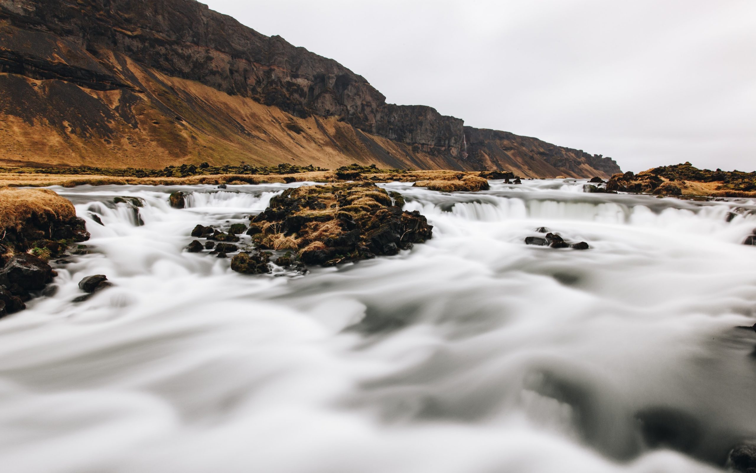 Water filters over rocks in Iceland