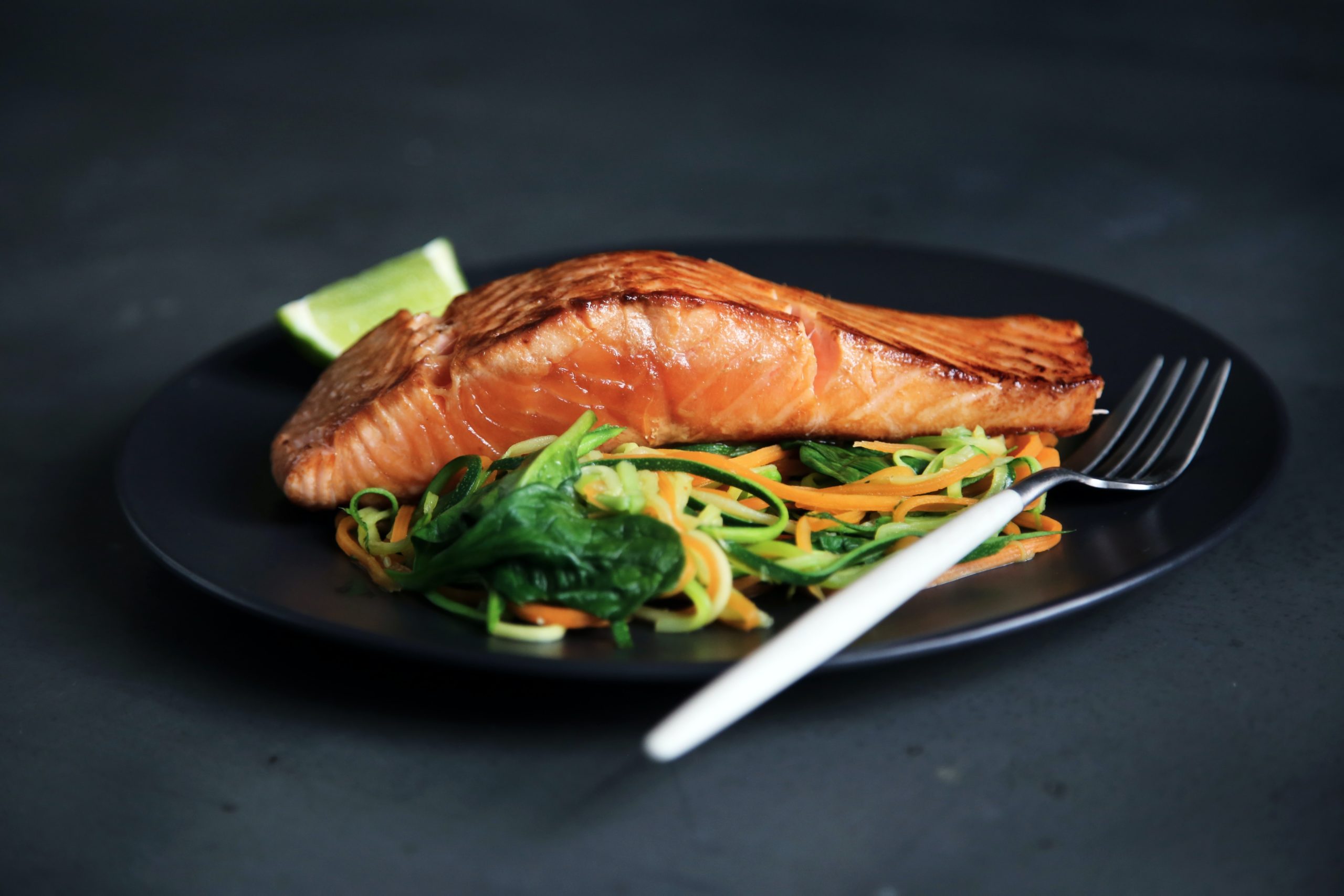 Plated Salmon and vegetables