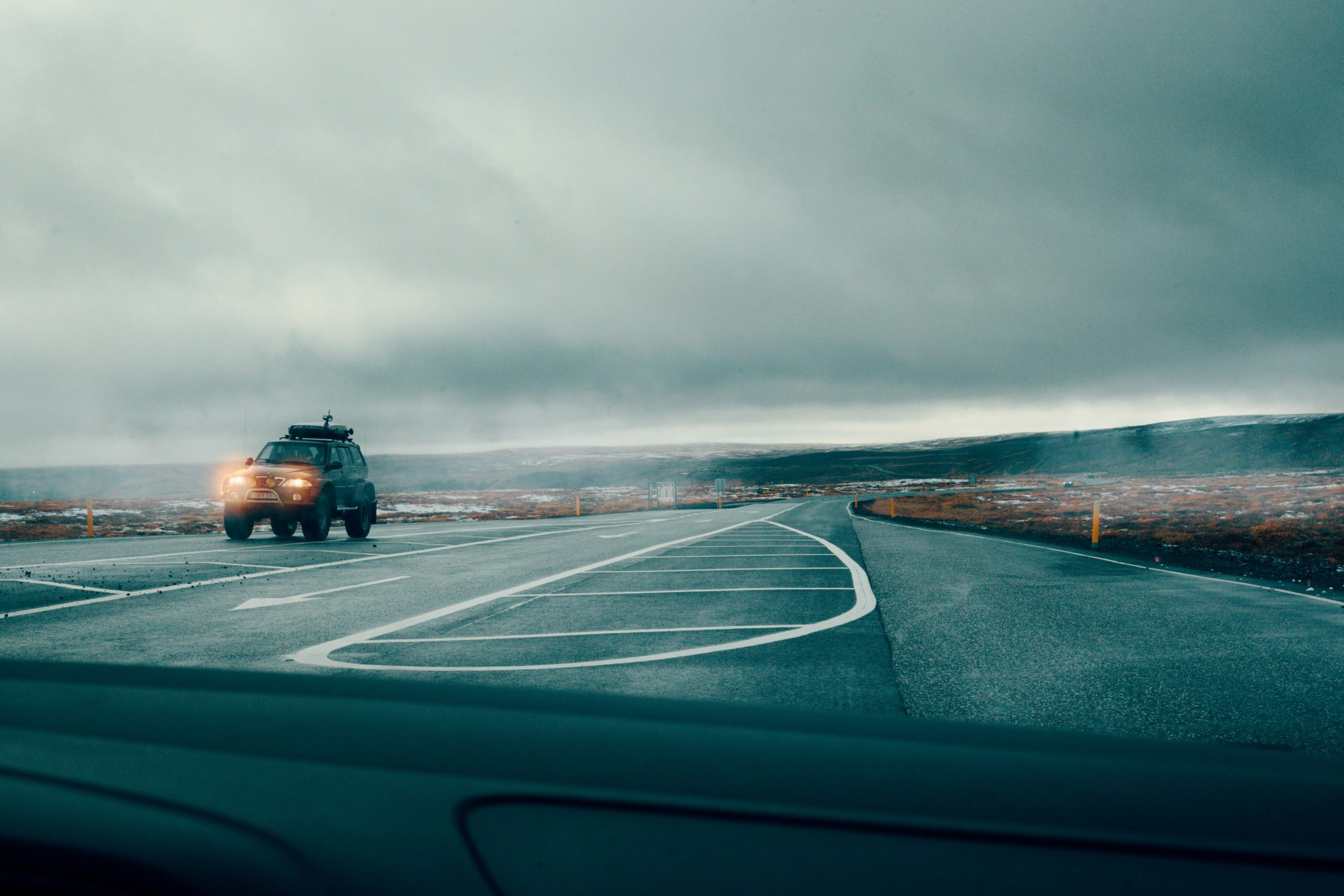 Driving a road in Iceland