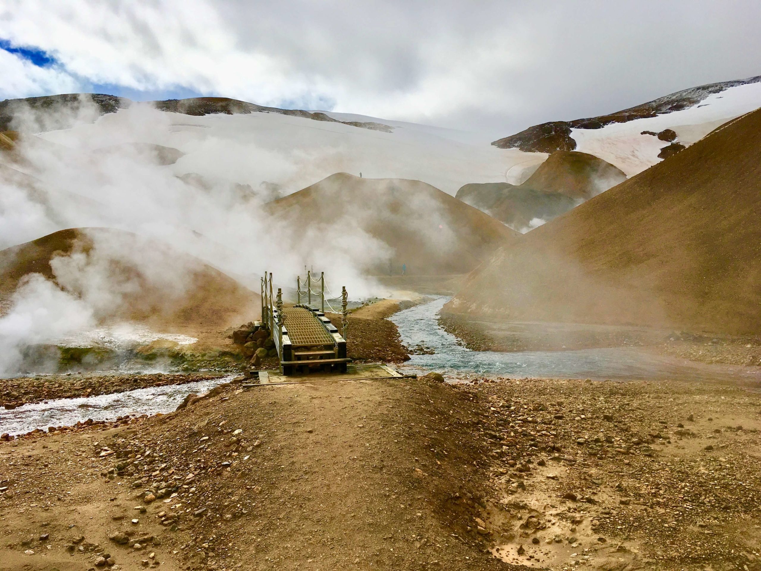 Bridge to Kerlingarfjoll natural hot spring