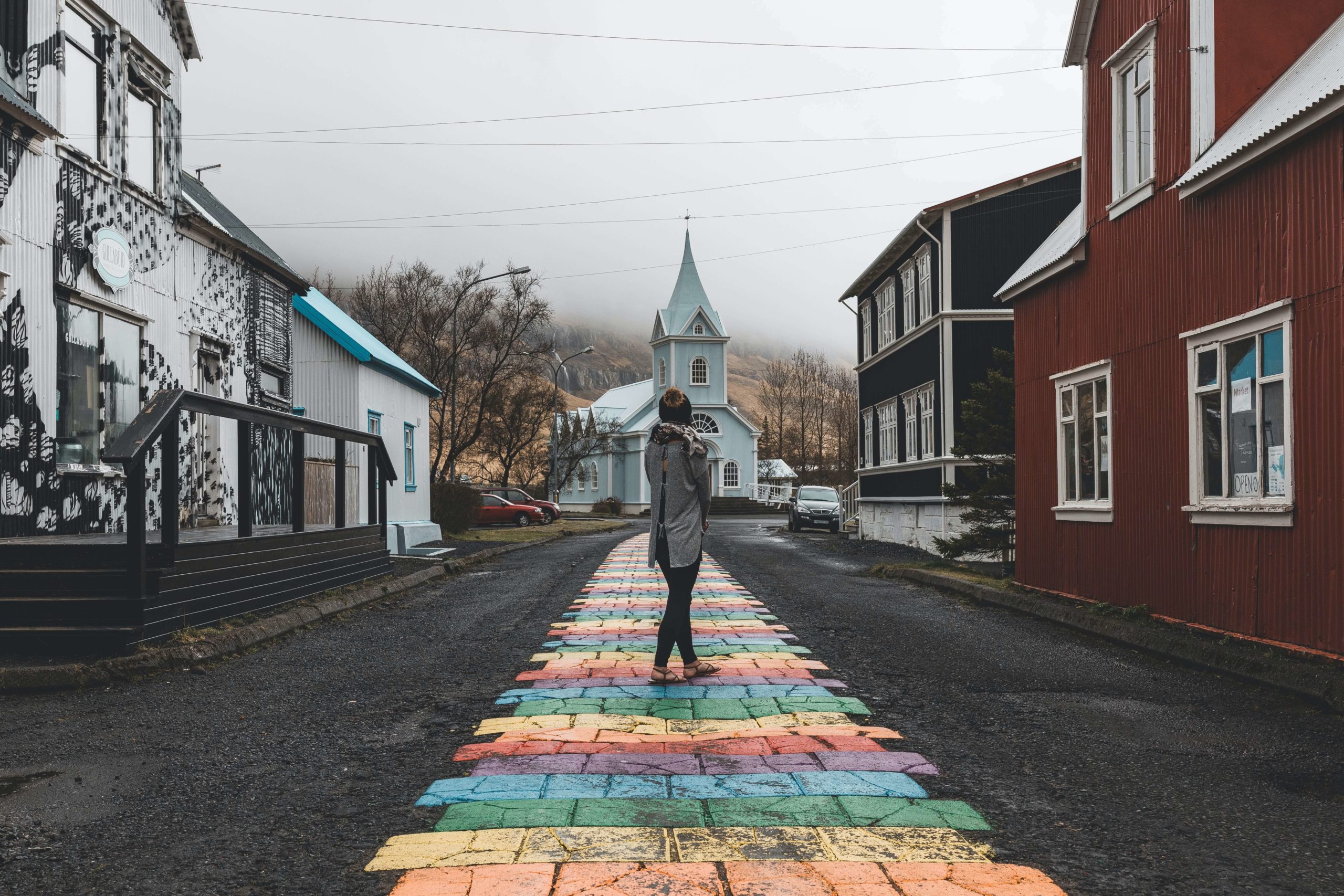 A girl in Seydisfjordur, Iceland