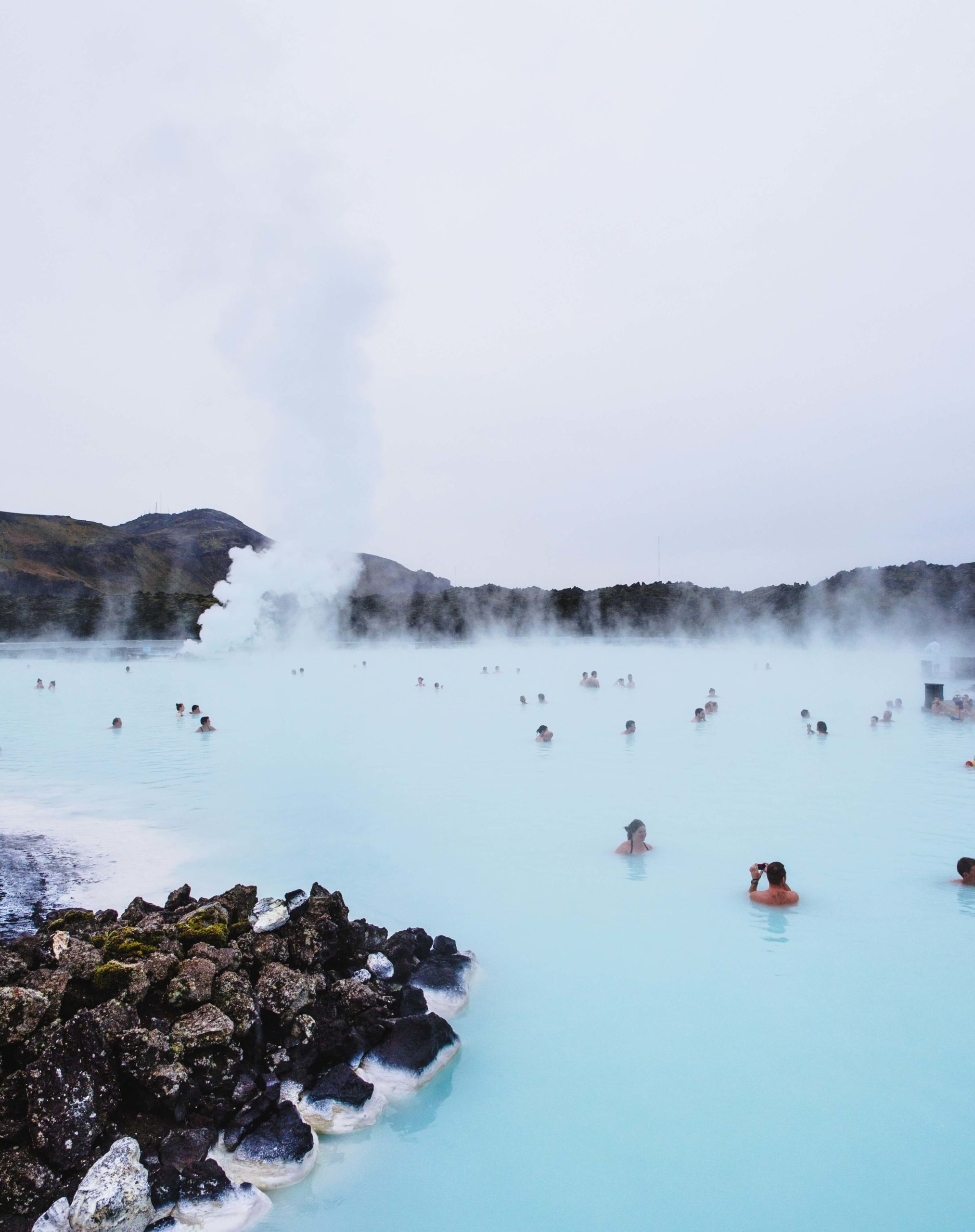 People in Blue Lagoon hot spring Iceland