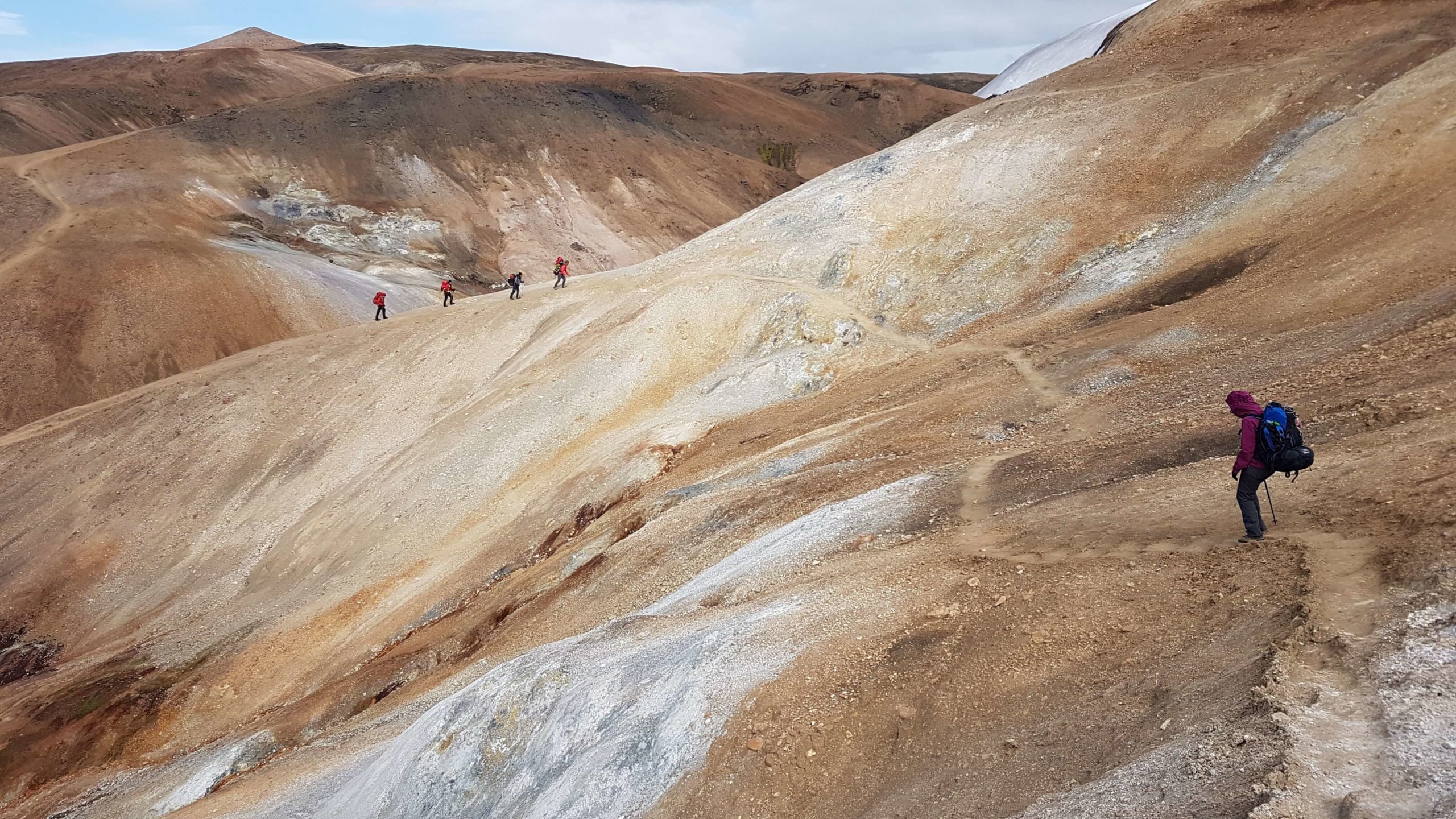 People hiking in Landmannalaugar